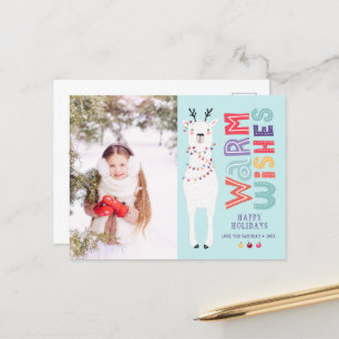 Cartes Pour Fêtes Annuelles Jolies guirlandes lumineuses de Noël lama moderne 