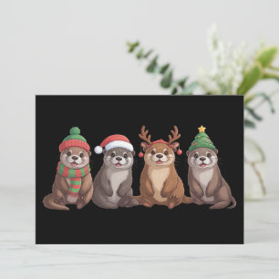 Cartes Pour Fêtes Annuelles Jolies lumières de Noël de loutre drôles d'animaux