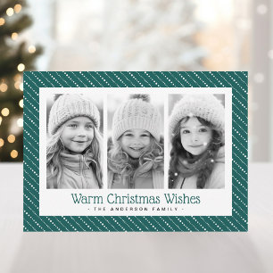 Cartes Pour Fêtes Annuelles Jolies rayures pointillées joyeux Noël 3 photos ve
