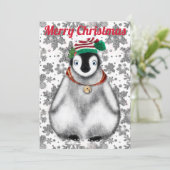 Cartes Pour Fêtes Annuelles Jolis flocons de neige scintillants de pingouin de (Debout devant)