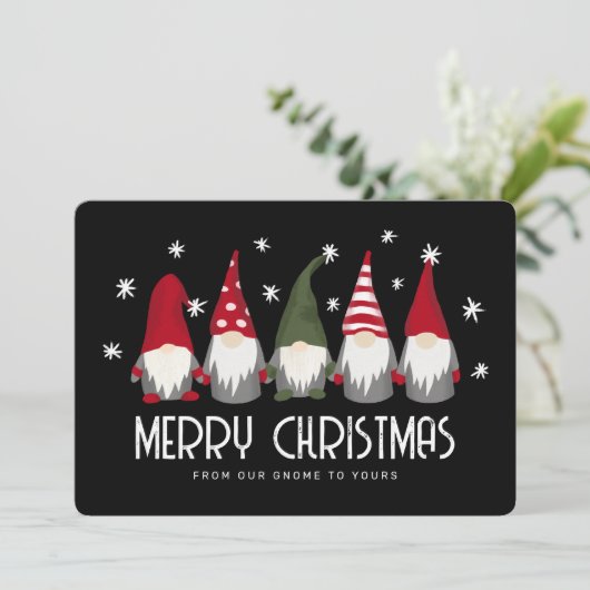 Cartes Pour Fêtes Annuelles Jolis gnomes Joyeux Noël Flocons de neige (Debout devant)
