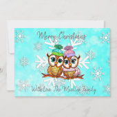 Cartes Pour Fêtes Annuelles Jolis hiboux de Noël à l'aquarelle fantaisiste (Devant)