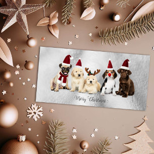 Cartes Pour Fêtes Annuelles Jolis lutins de Noël et chiots Rudolph