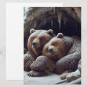 Cartes Pour Fêtes Annuelles Jolis ours hibernant d'hiver (Devant / Derrière)