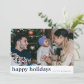 Cartes Pour Fêtes Annuelles Jolis sapins de Noël bleus marine modernes larges  (Debout devant)