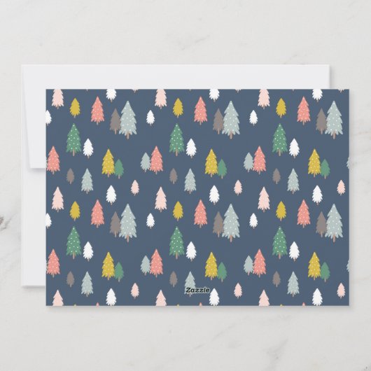 Cartes Pour Fêtes Annuelles Jolis sapins de Noël bleus marine modernes larges  (Dos)