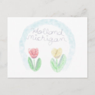Cartes Pour Fêtes Annuelles Jolis tulipes de Hollande Michigan à l'aquarelle