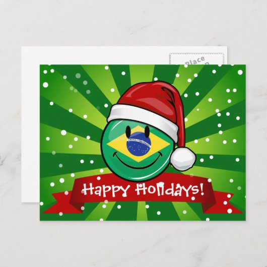 Cartes Pour Fêtes Annuelles Jolly brésilien Drapeau style Noël (Devant / Derrière)