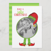 Cartes Pour Fêtes Annuelles Jolly Elf Casquette Elf Chaussures Whimsical Funny (Devant / Derrière)