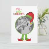 Cartes Pour Fêtes Annuelles Jolly Elf Casquette Elf Chaussures Whimsical Funny (Debout devant)