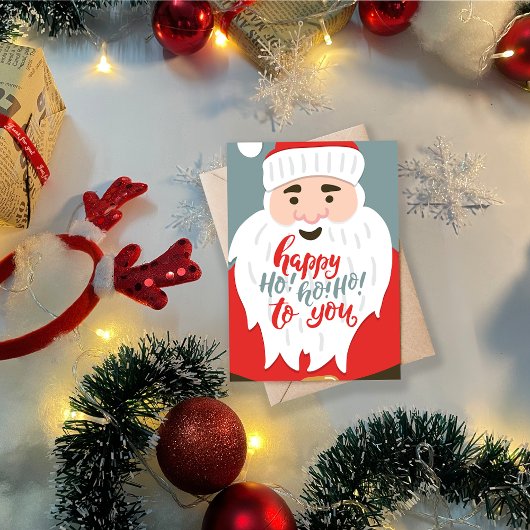 Cartes Pour Fêtes Annuelles Jolly Ho Ho Ho Santa Christmas Greeting Flat