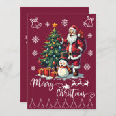 Cartes Pour Fêtes Annuelles Jolly Père Noël Joyeux Noël (Devant / Derrière)