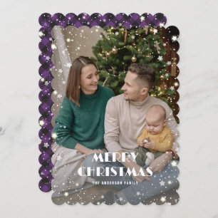 Cartes Pour Fêtes Annuelles Jolly Purple Plaid Staid Photo Joyeux Noël
