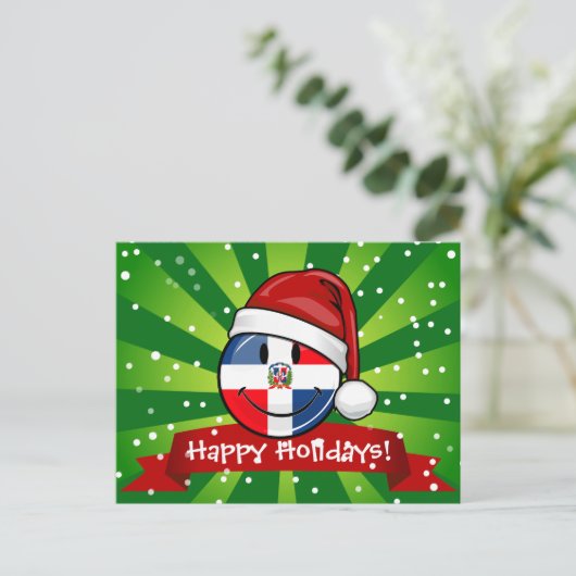 Cartes Pour Fêtes Annuelles Jolly République Dominicaine Drapeau Noël (Debout devant)