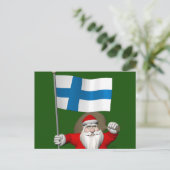 Cartes Pour Fêtes Annuelles Jolly Santa Claus Avec Drapeau De Finlande (Debout devant)