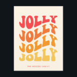 Cartes Pour Fêtes Annuelles Jolly Super Wavy Noël coloré<br><div class="desc">Jolly Jolly Jolly Jolly Christmas Card : un design rétro,  avec une typographie vintage ondulée et une palette colorée.</div>