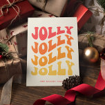 Cartes Pour Fêtes Annuelles Jolly Super Wavy Noël coloré<br><div class="desc">Jolly Jolly Jolly Jolly Christmas Card : un design rétro,  avec une typographie vintage ondulée et une palette colorée.</div>