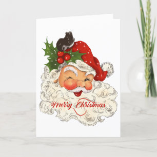 Cartes Pour Fêtes Annuelles Jolly vintage Père Noël Joyeux Noël famille