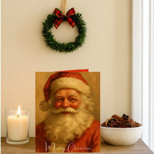 Cartes Pour Fêtes Annuelles Jolly Vintage Père Noël Red