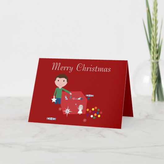 Cartes Pour Fêtes Annuelles Jote Boy & Décor Box Red Christmas Card (Devant)