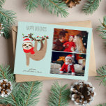 Cartes Pour Fêtes Annuelles Jote Christmas Sloth 2 Photo Collage<br><div class="desc">Joli Noël paresseux cartes photos personnalisés.</div>