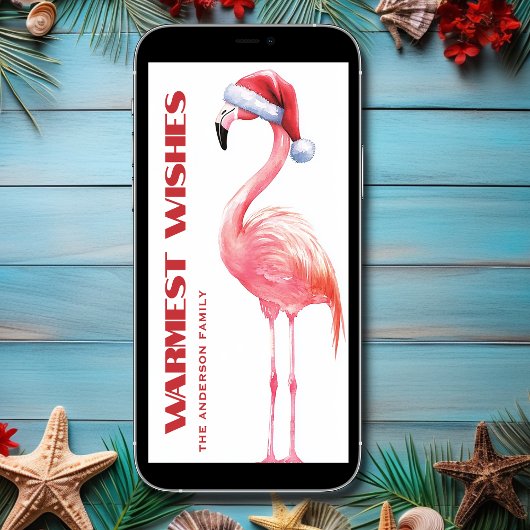 Cartes Pour Fêtes Annuelles Jote Funny Père Noël Flamant rose Plage tropicale 
