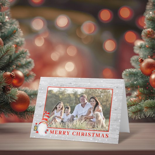 Cartes Pour Fêtes Annuelles Jote Noël Gnome Photo personnalisée Rustique