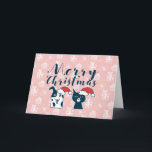 Cartes Pour Fêtes Annuelles Jote Père Noël Chien & Chat Illustration Noël<br><div class="desc">Voici une illustration de dessin animé d'un mignon chien et chat portant des chapeaux santa. J'ai essayé de dépeindre les caractéristiques des chiens et des chats sur leur visage. Le chien a sa langue dehors et sourit innocemment. Le chat a l'air inamusé et agacé. C'est un art dessiné à la...</div>