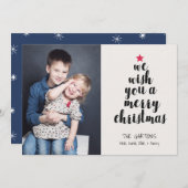 Cartes Pour Fêtes Annuelles Jote Simple Moderne Formé Arbre de Noël Photo (Devant / Derrière)