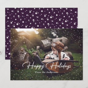 Cartes Pour Fêtes Annuelles Jote Violet Étoiles De Neige Photo