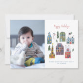 Cartes Pour Fêtes Annuelles Jote Winter House Village Scène Photo Noël (Devant)