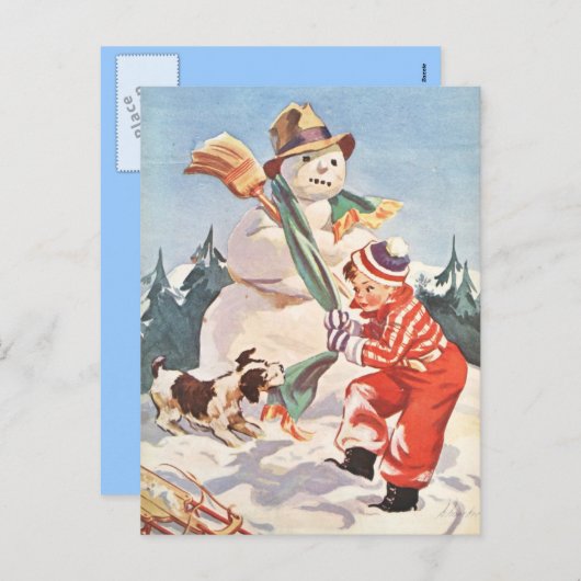 Cartes Pour Fêtes Annuelles Jouer dans la neige (Devant / Derrière)