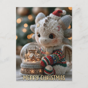 Cartes Pour Fêtes Annuelles Jouet en peluche de dragon de Noël mignon avec bou