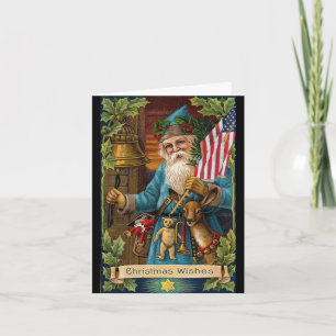 Cartes Pour Fêtes Annuelles Jouets du Père Noël et drapeau américain