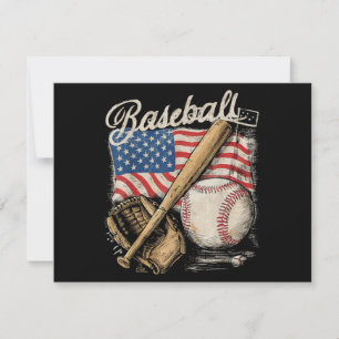 Cartes Pour Fêtes Annuelles Joueur de baseball américain Drapeau Bat Fan Catch