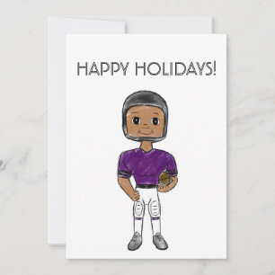 Cartes Pour Fêtes Annuelles joueur de football vintage rétro violet noir simpl