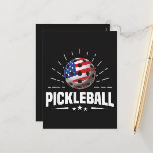 Cartes Pour Fêtes Annuelles Joueur de pickleball au drapeau américain US