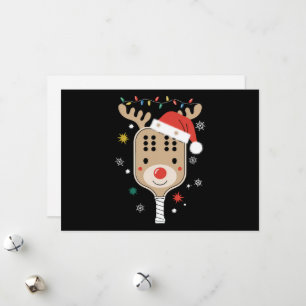 Cartes Pour Fêtes Annuelles Joueur de Pickleball Noël Vacances Renne Xmas 