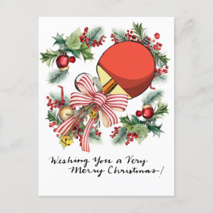 Cartes Pour Fêtes Annuelles Joueur de tennis de table Noël Ping Pong Vacances