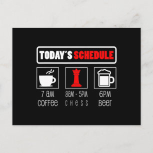 Cartes Pour Fêtes Annuelles Joueur d'échecs Horaire des jours de café échecs