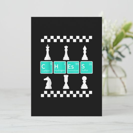 Cartes Pour Fêtes Annuelles Joueur d'échecs Lover Tableau périodique Drôle Cad (Debout devant)