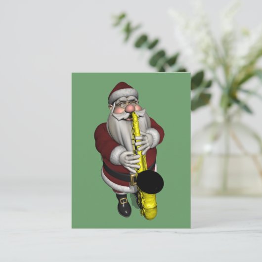 Cartes Pour Fêtes Annuelles Joueur du Saxophone du Père Noël (Debout devant)