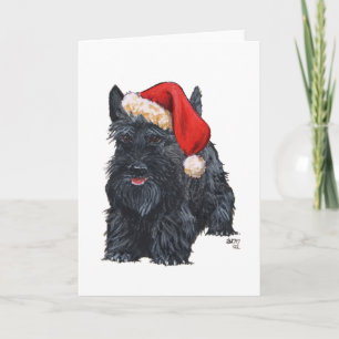 Cartes Pour Fêtes Annuelles Joueur écossais Terrier Père Noël
