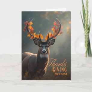Cartes Pour Fêtes Annuelles Jour de grâce cerf avec feuilles de bois sur les b