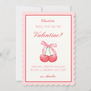 Cartes Pour Fêtes Annuelles Jour de la Coquette Cerise et Bow Valentines ou Ga