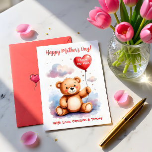 Cartes Pour Fêtes Annuelles Jour de la fête des mères au cœur d'ours en peluch