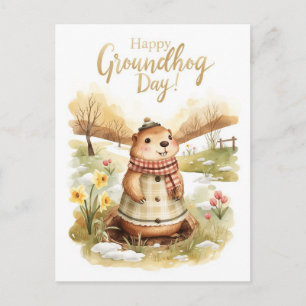 Cartes Pour Fêtes Annuelles Jour de la marmotte aquarelle