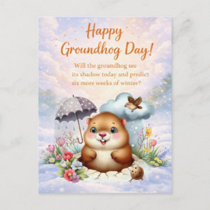 Cartes Pour Fêtes Annuelles Jour de la marmotte aquarelle