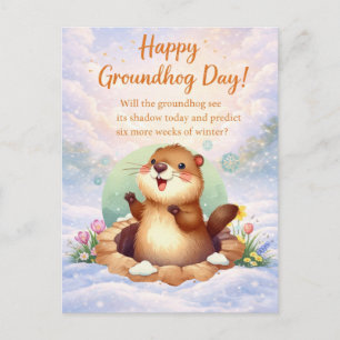 Cartes Pour Fêtes Annuelles Jour de la marmotte aquarelle