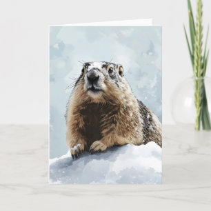 Cartes Pour Fêtes Annuelles Jour de la marmotte Neige d'hiver